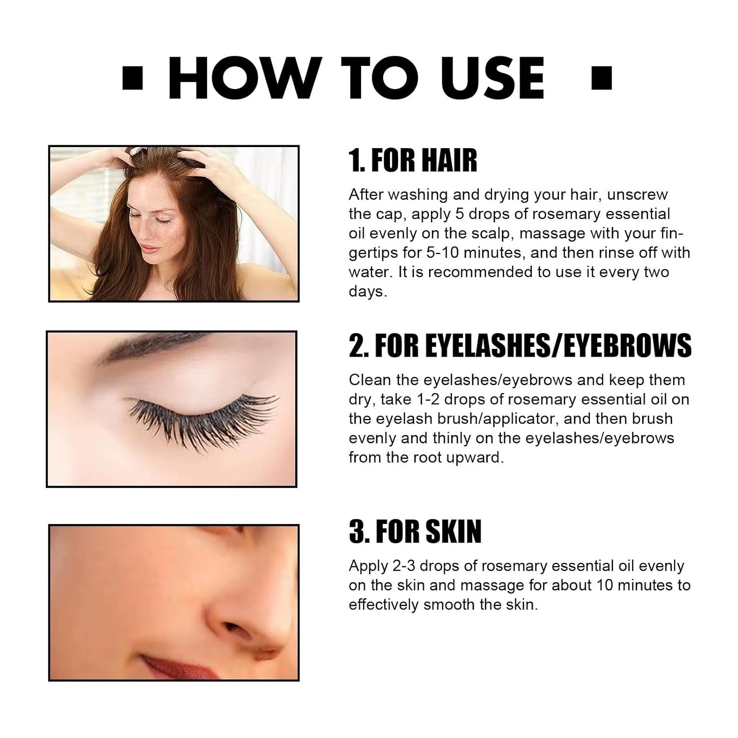 Rosmarinöl Haare und Haut 60ML Haarpflege Wachstum für Augenbrauen Wimpern Kopfhaut Ernährung