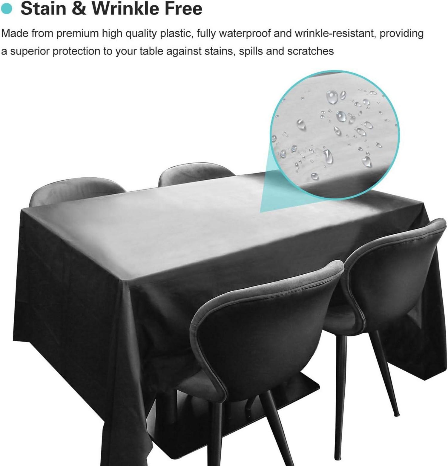 6 Stück Einweg Tischdecke Kunststoff 137x274cm Premium Schwarz