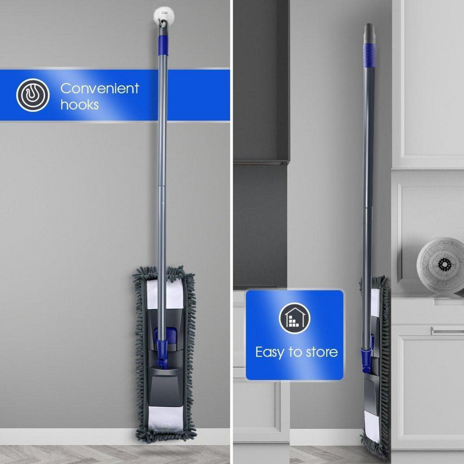 Wischmopp 128cm Mikrofaser Bodenwischer 4 Ersatzkopf Chenille Wischmop