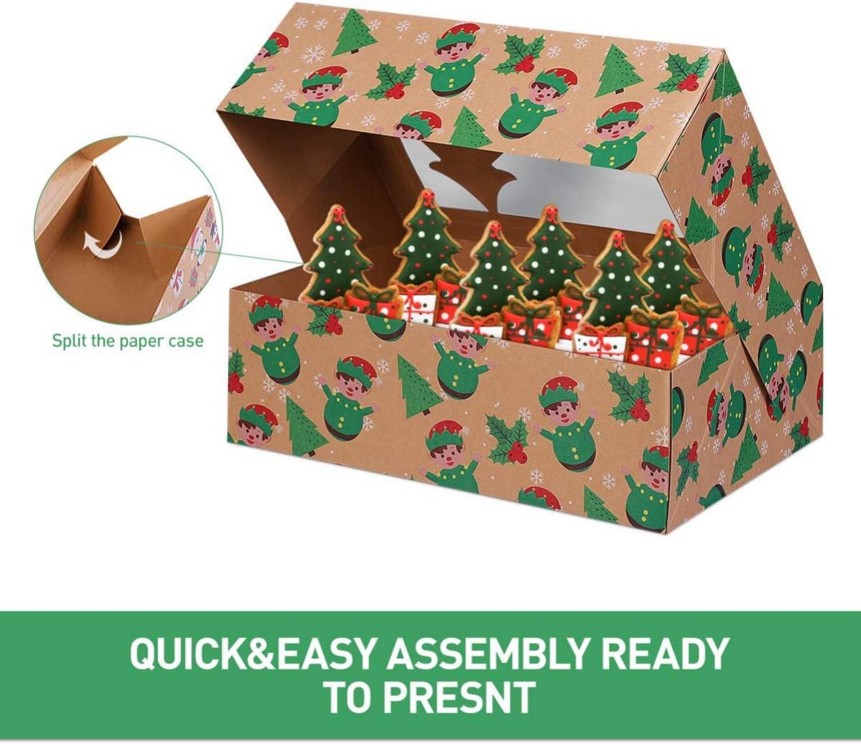 12er Weihnachts Kekskästen Boxen Geschenkboxen mit Weihnachtsbändern