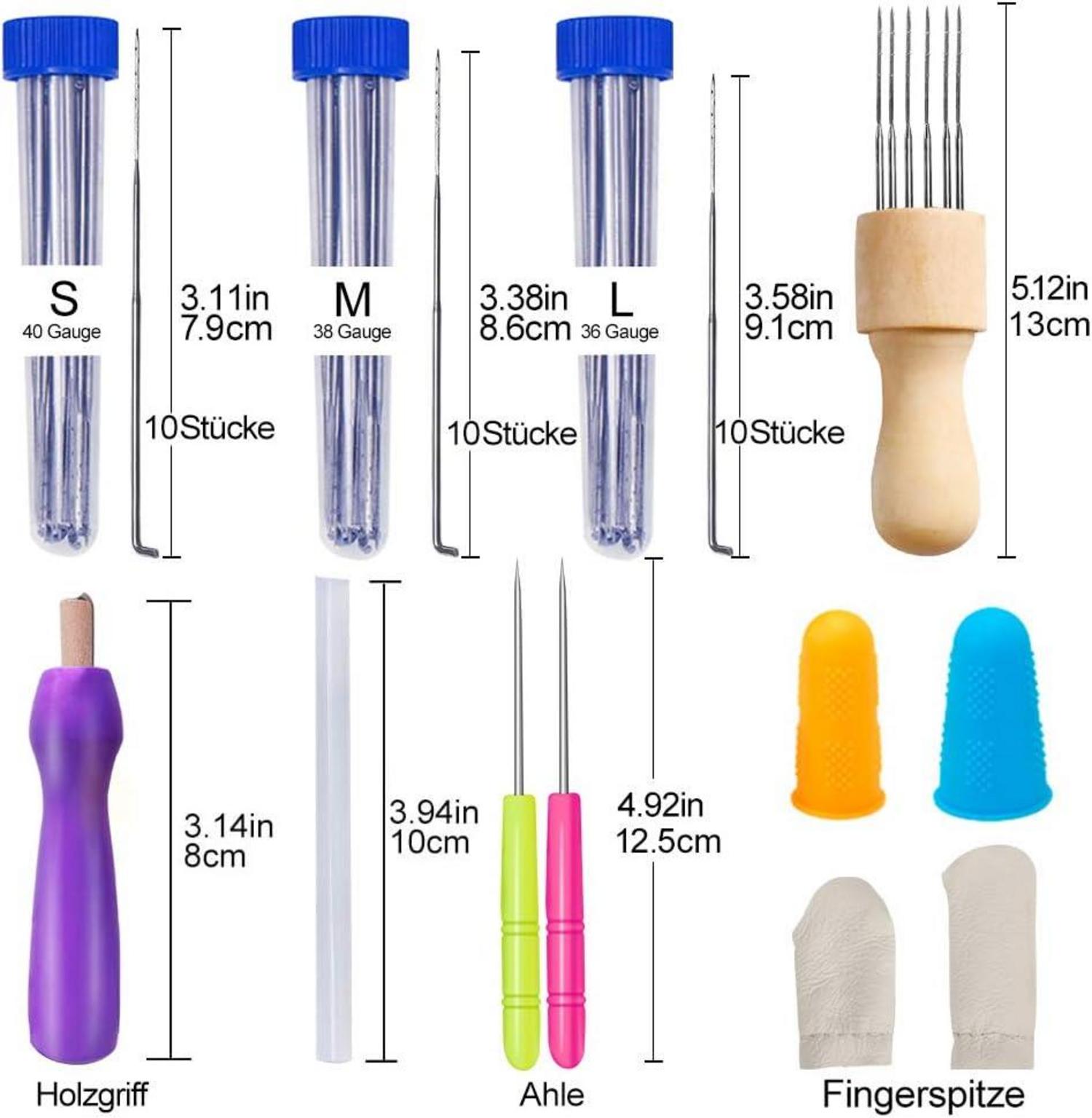 Filznadeln Set Anfänger 3 Größen Filzwolle Nadeln Holzgriff