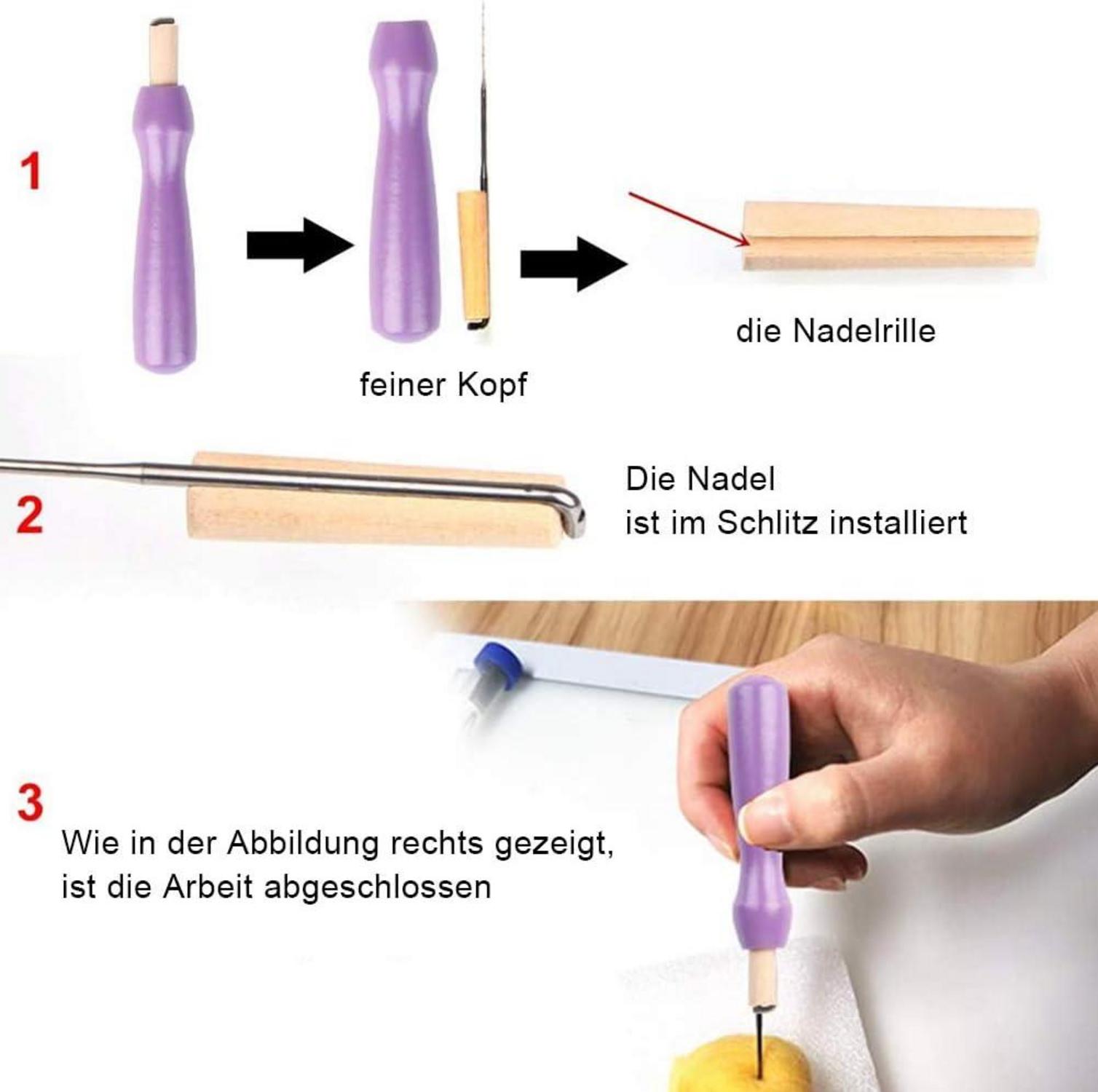 Filznadeln Set Holzgriff Ahlen Anleitung DIY Trockenfilzen