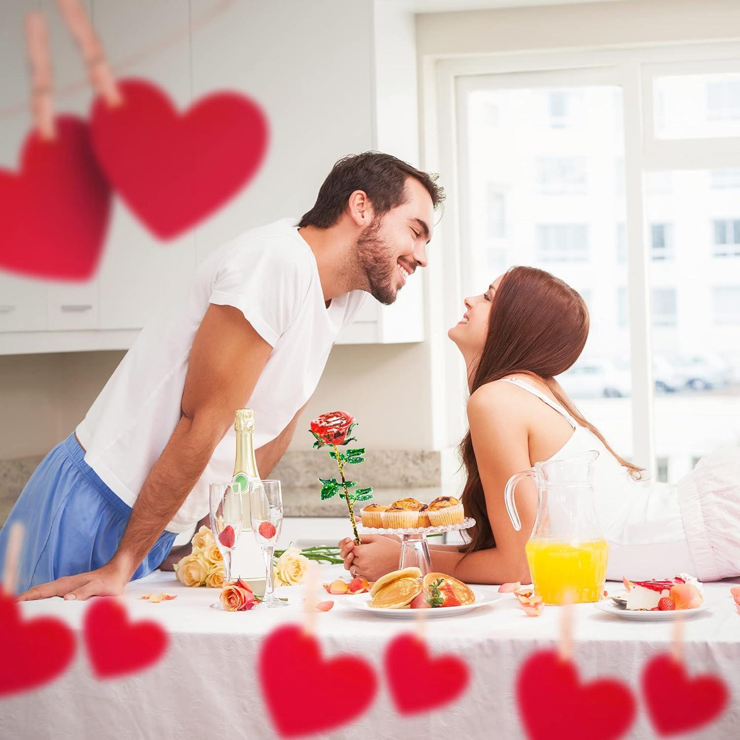 Kristall Rote Rosen mit Geschenkbox, Ewige Rosen, Glasrosen Figur