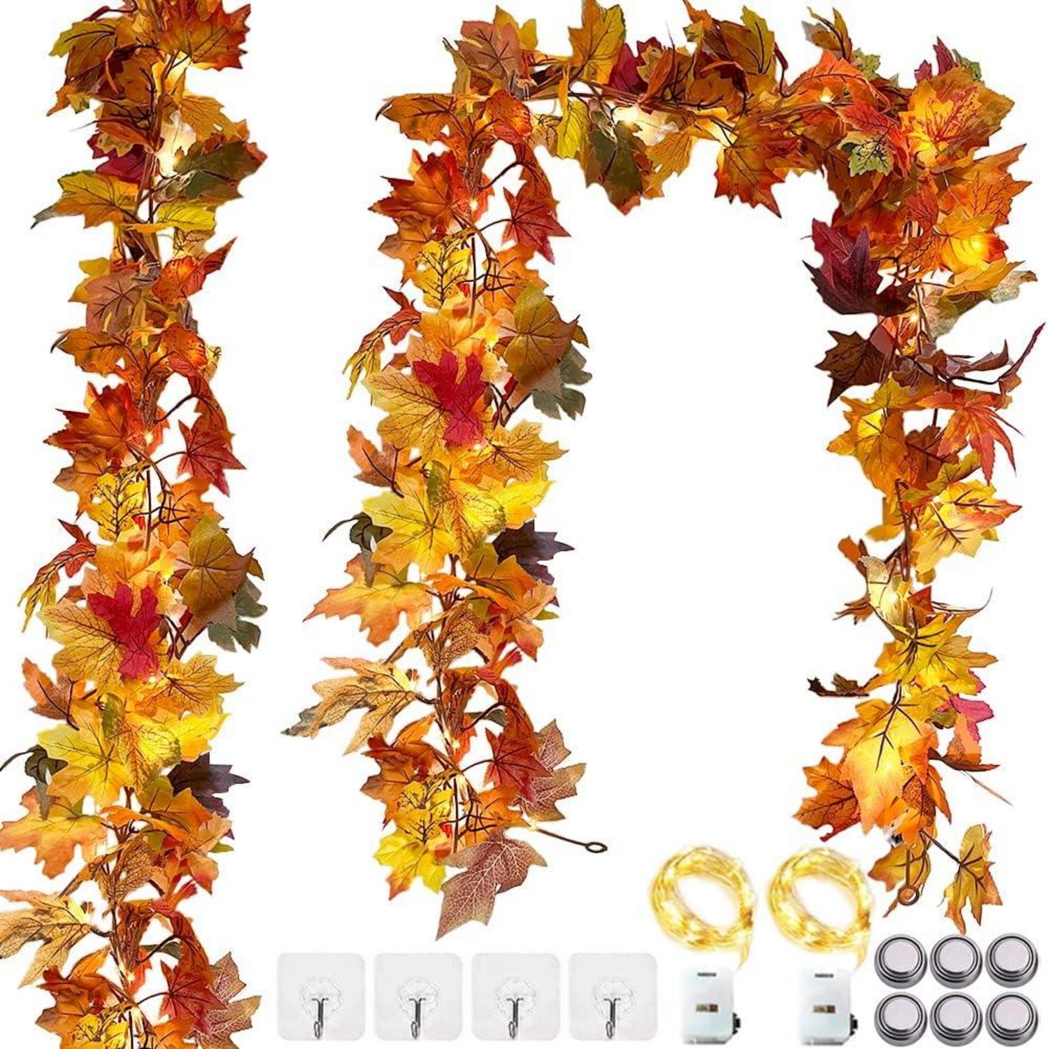 Waipfaru Herbstgirlande Mit Lichtern – 1,8 M Kürbis- Und Blättergirlande In Grau-Orange Mit LEDs, Handgefertigt Für Innen Und Außen, Ideal Für Erntedank Und Herbst-Hochzeiten Waipfaru Herbstgirlande Mit Lichtern – 1,8 M Kürbis- Und Blättergirlande In Grau-Orange Mit LEDs, Handgefertigt Für Innen Und Außen, Ideal Für Erntedank Und Herbst-Hochzeiten