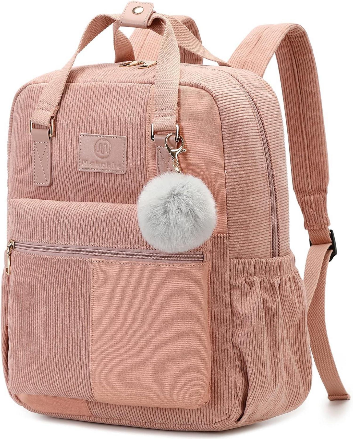 Makukke Cord Rucksack Damen Herren Anti Theft Daypack rosa LuxusKollektion