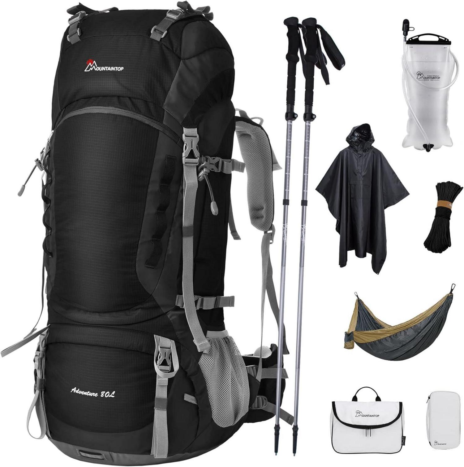 Trekkingrucksack 80L mit Trinkblase Wanderstocke Hangematte LuxusKollektion