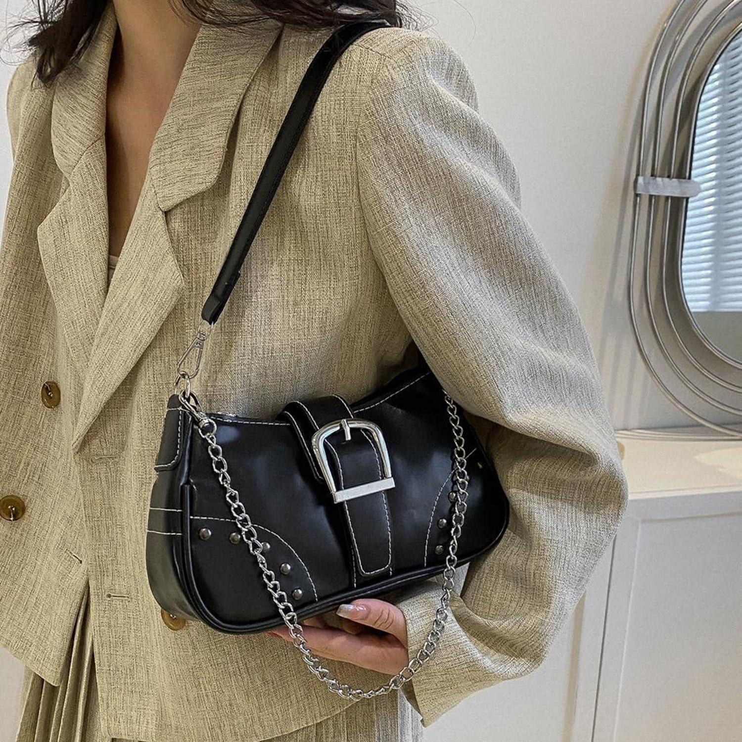 Damen Umhängetasche Klein Leder Hobo Schultertasche Vintage Y2k