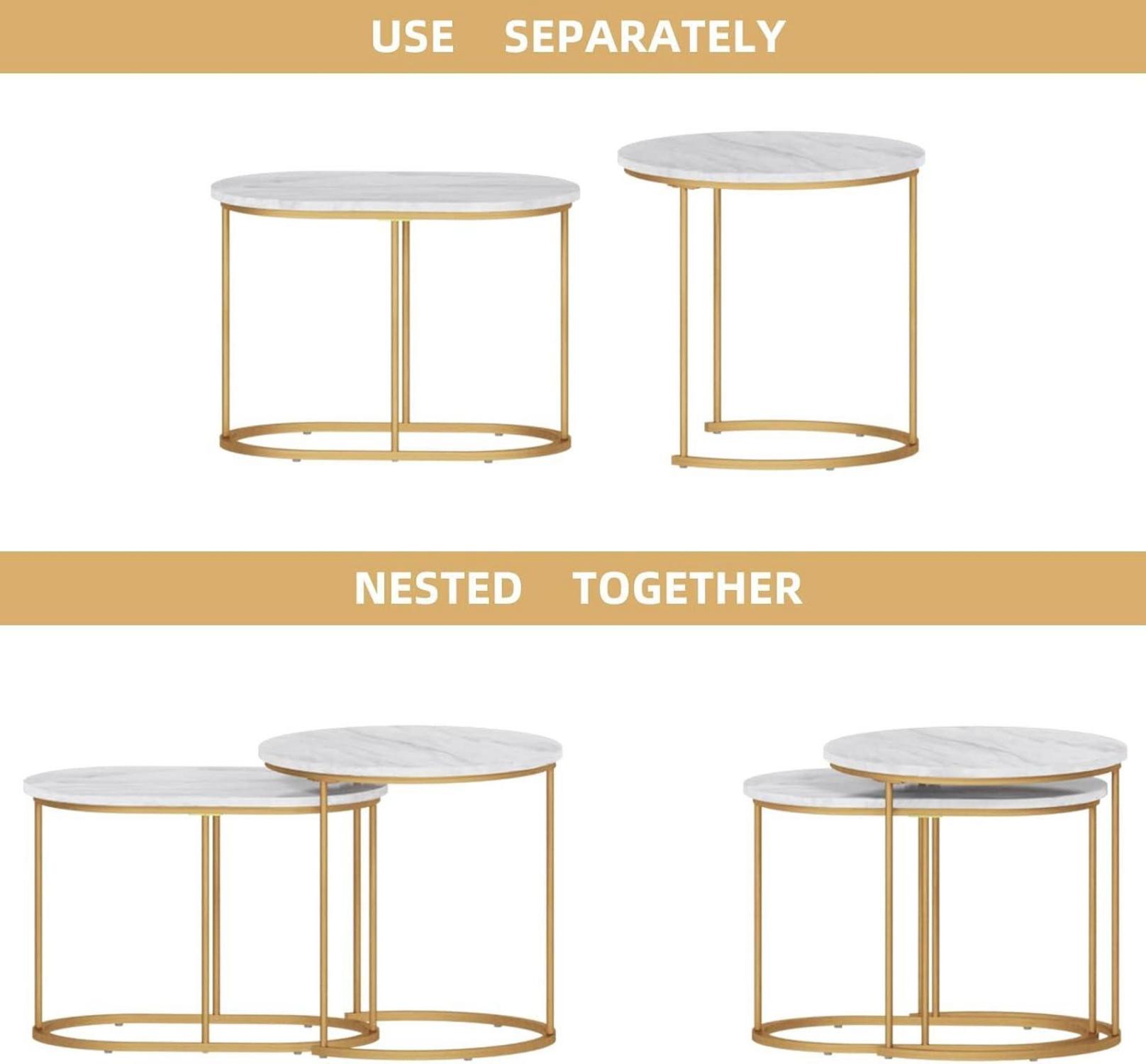 Satztisch-Set: Couchtisch Beistelltisch 2er Set Wohnzimmer moderner Stil