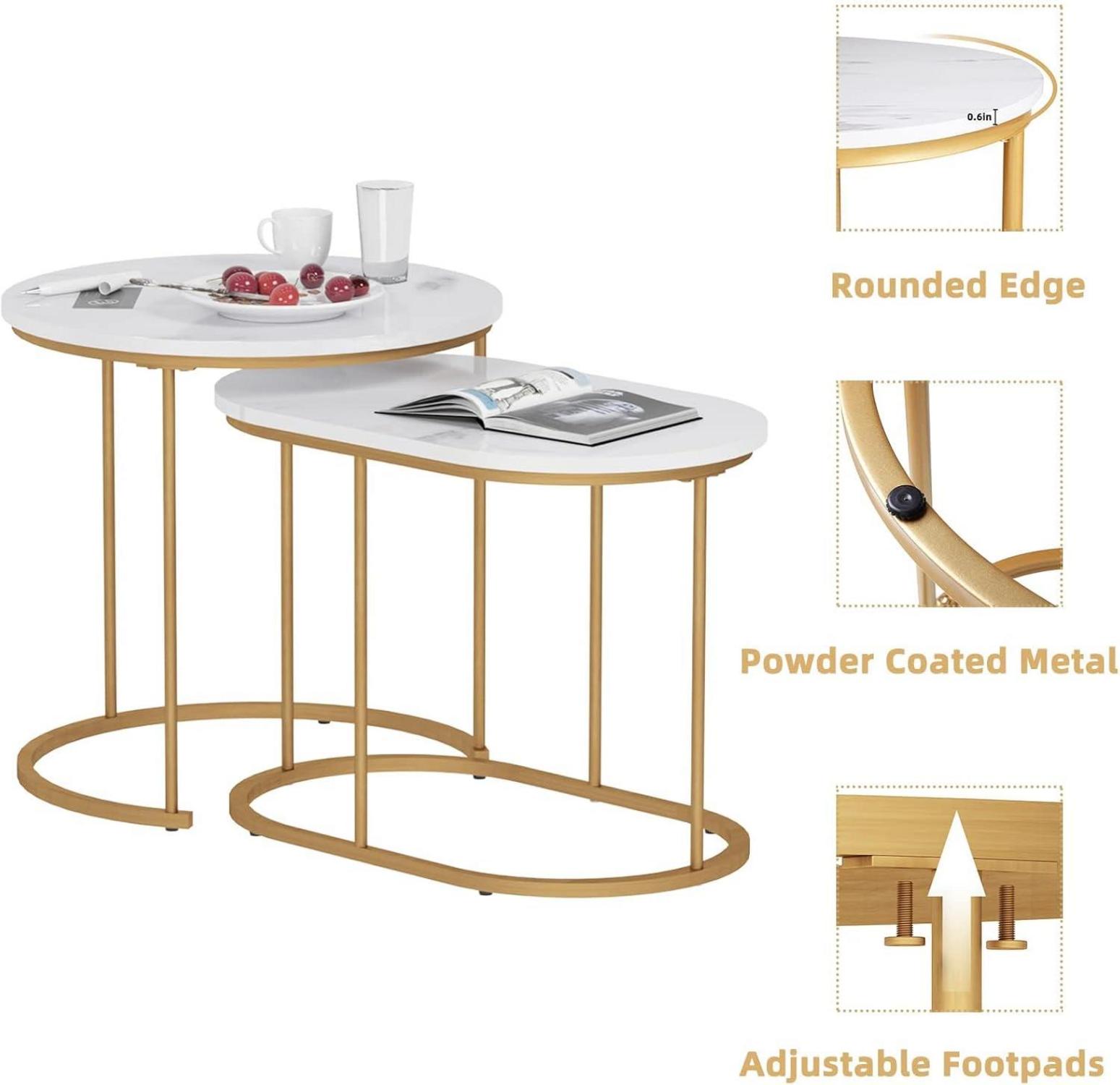Moderne Satztische 2er Set Metallgestell Wohnzimmer Beistelltisch