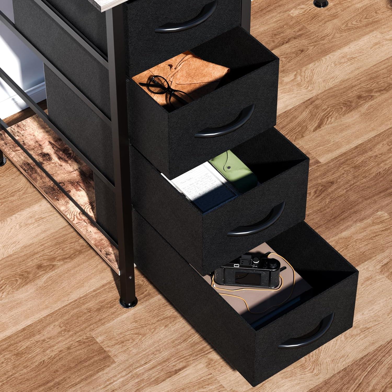 Gaming Schreibtisch LED 120x50 cm 4 Schubladen Lagerregal Büro