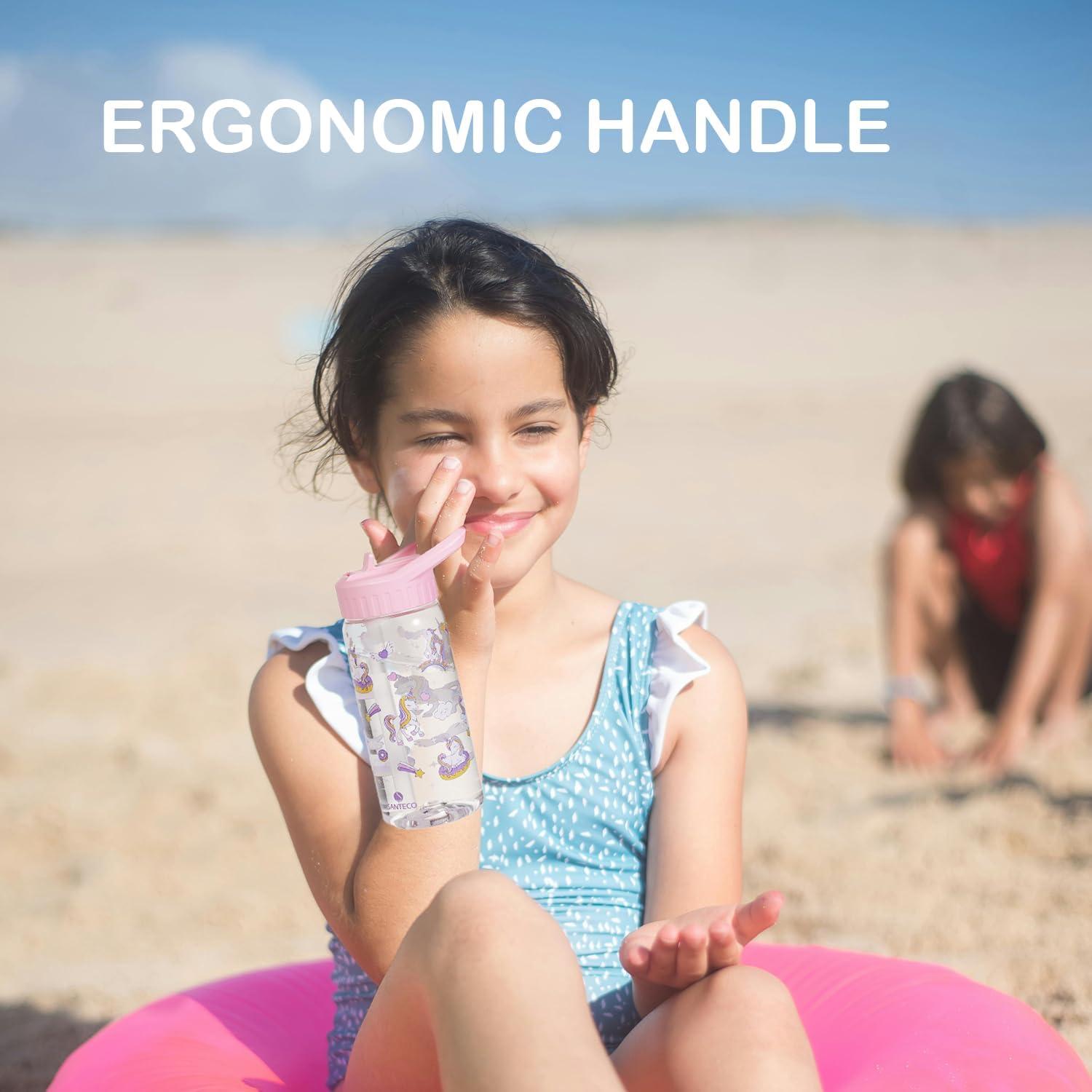 Kinder Trinkflasche Auslaufsicher 0,5L mit Strohhalm BPA frei - Meereswelt