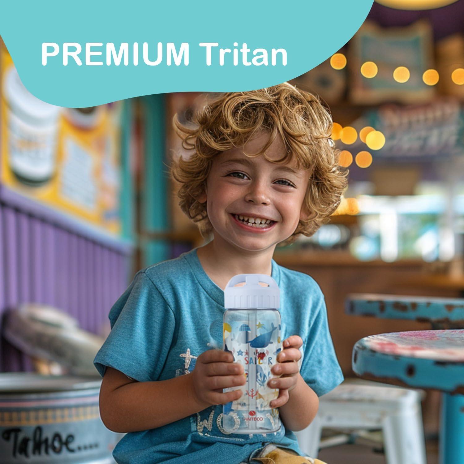 Kinder Trinkflasche Auslaufsicher 0,5L Sport Schule Strohhalm BPA-frei