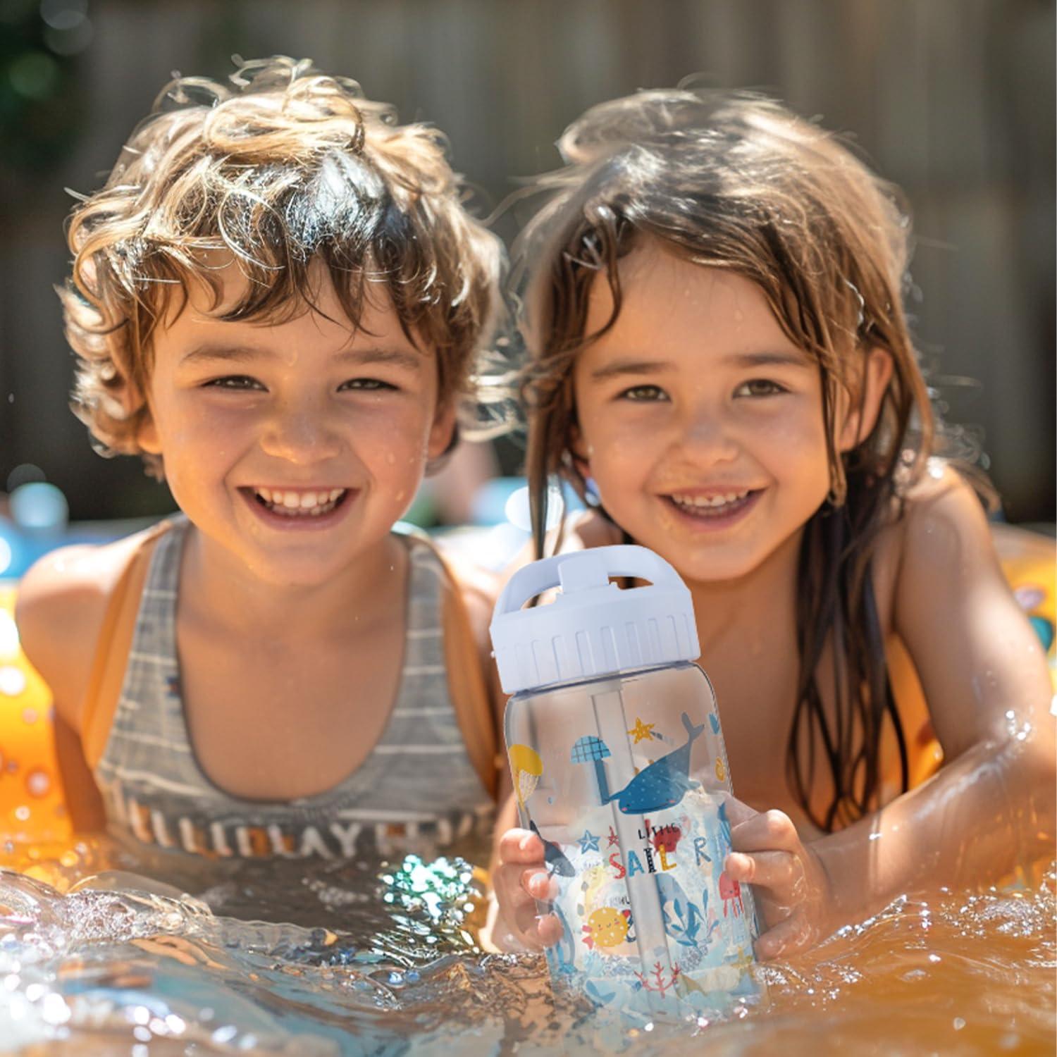 Trinkflasche Kinder Auslaufsicher 0,5L Sport Schule Strohhalm Tritan