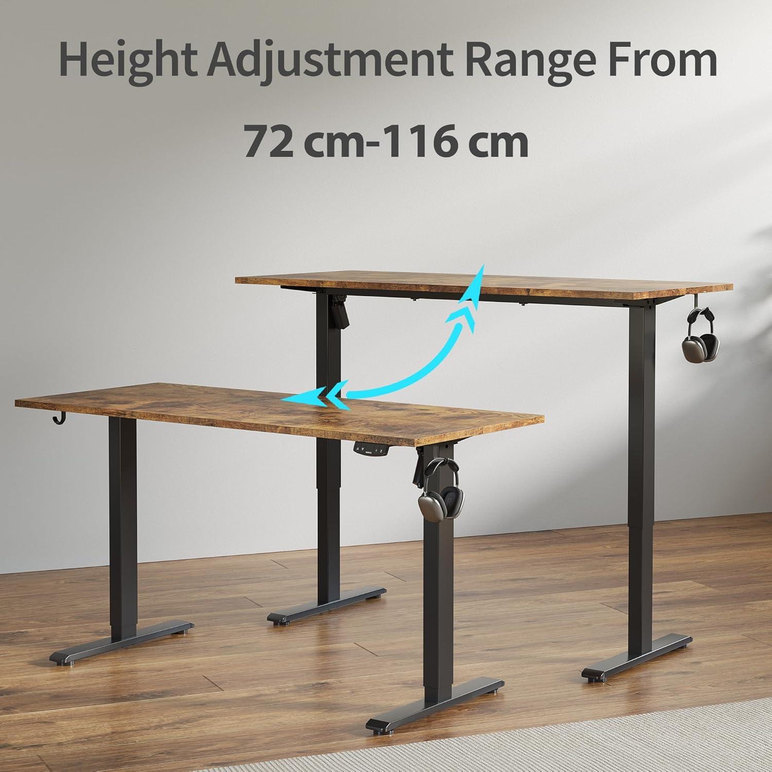 Höhenverstellbarer Schreibtisch 160x60cm Elektrisch Memory Braun