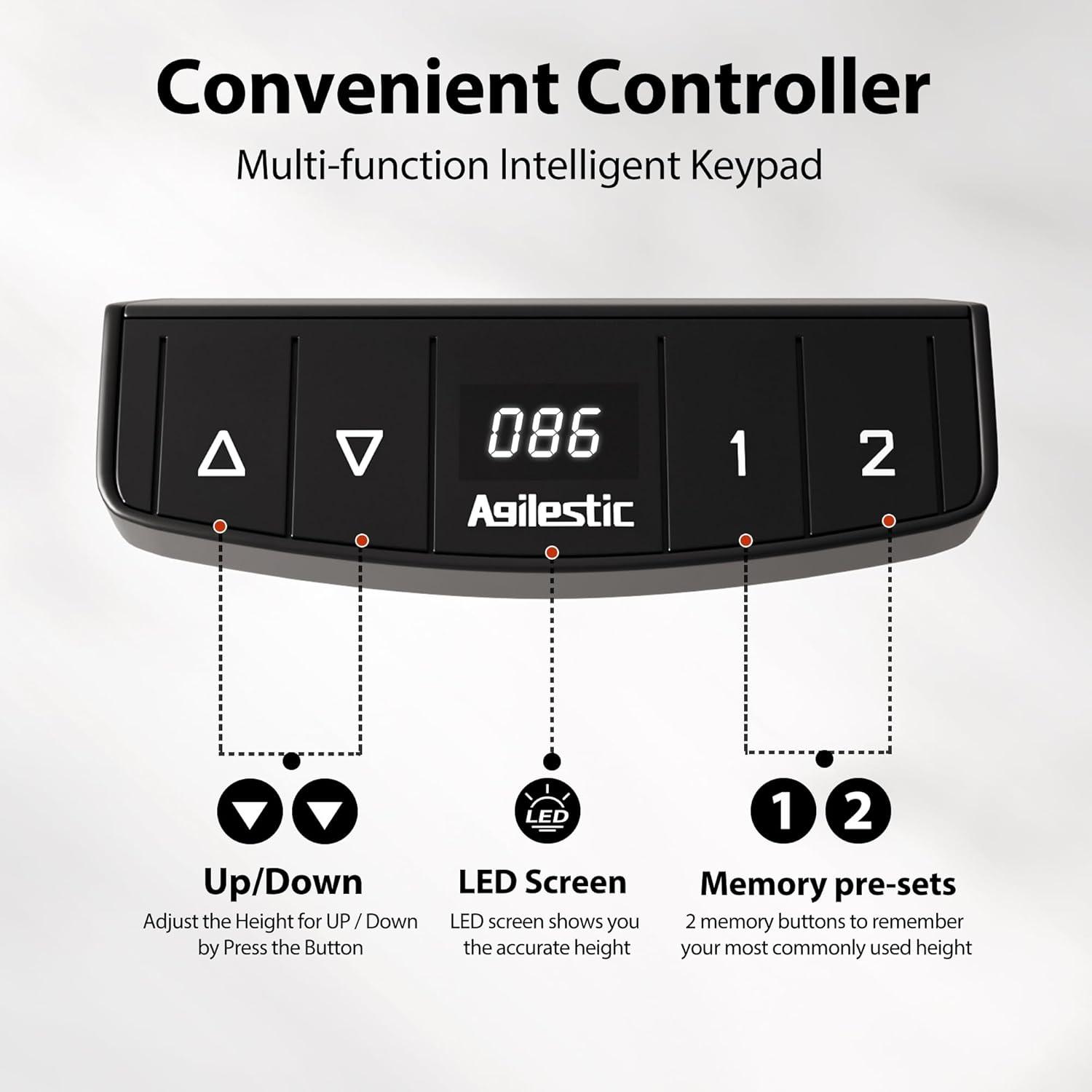 Agilestic Elektrischer Schreibtisch 140x60cm Höhenverstellbar
