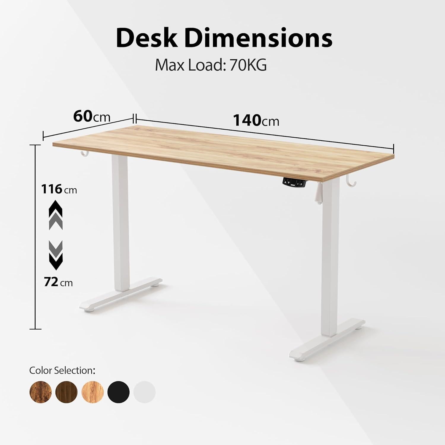 Höhenverstellbarer Schreibtisch 140x60 Elektrisch