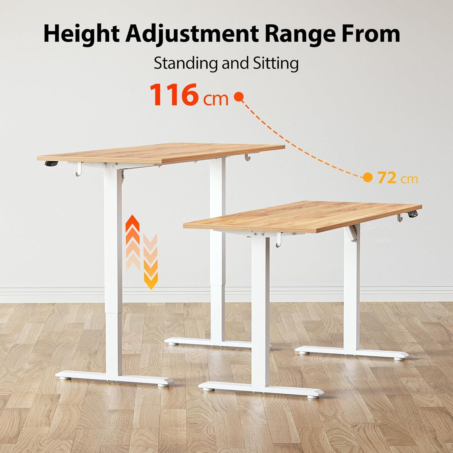 Höhenverstellbarer Schreibtisch Elektrisch 140x60cm Memory-Handsteuerung Hellbraun