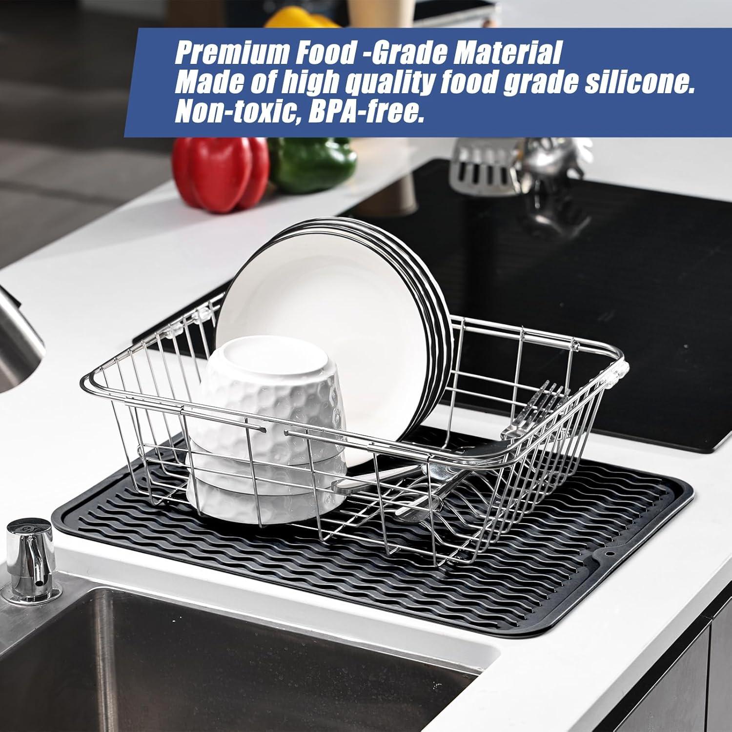 Silikon Abtropfmatte hitzebeständig rutschfest Schwarz 40x30cm