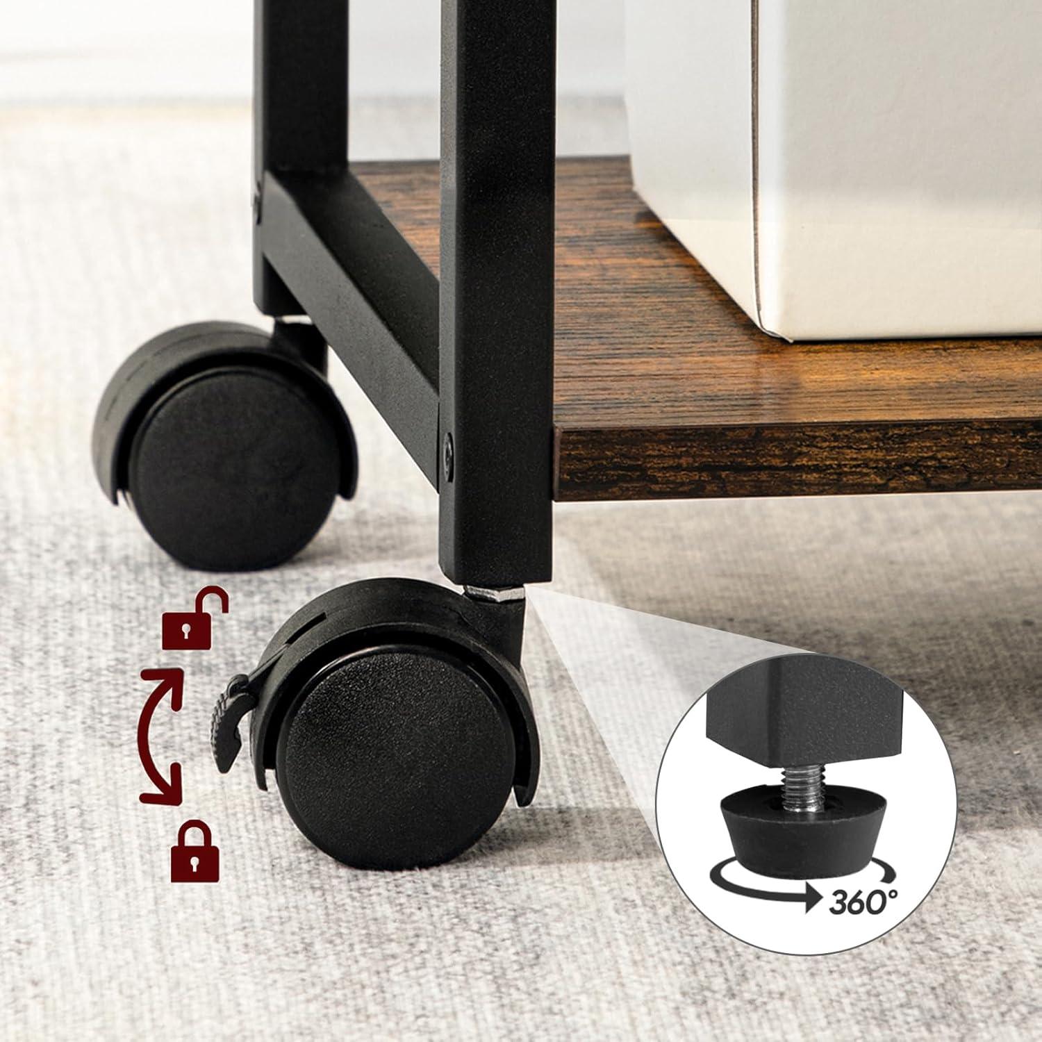 MAHANCRIS Druckertisch mit Rollen und Ladestation Vintagebraun 42 x 28 x 60 cm