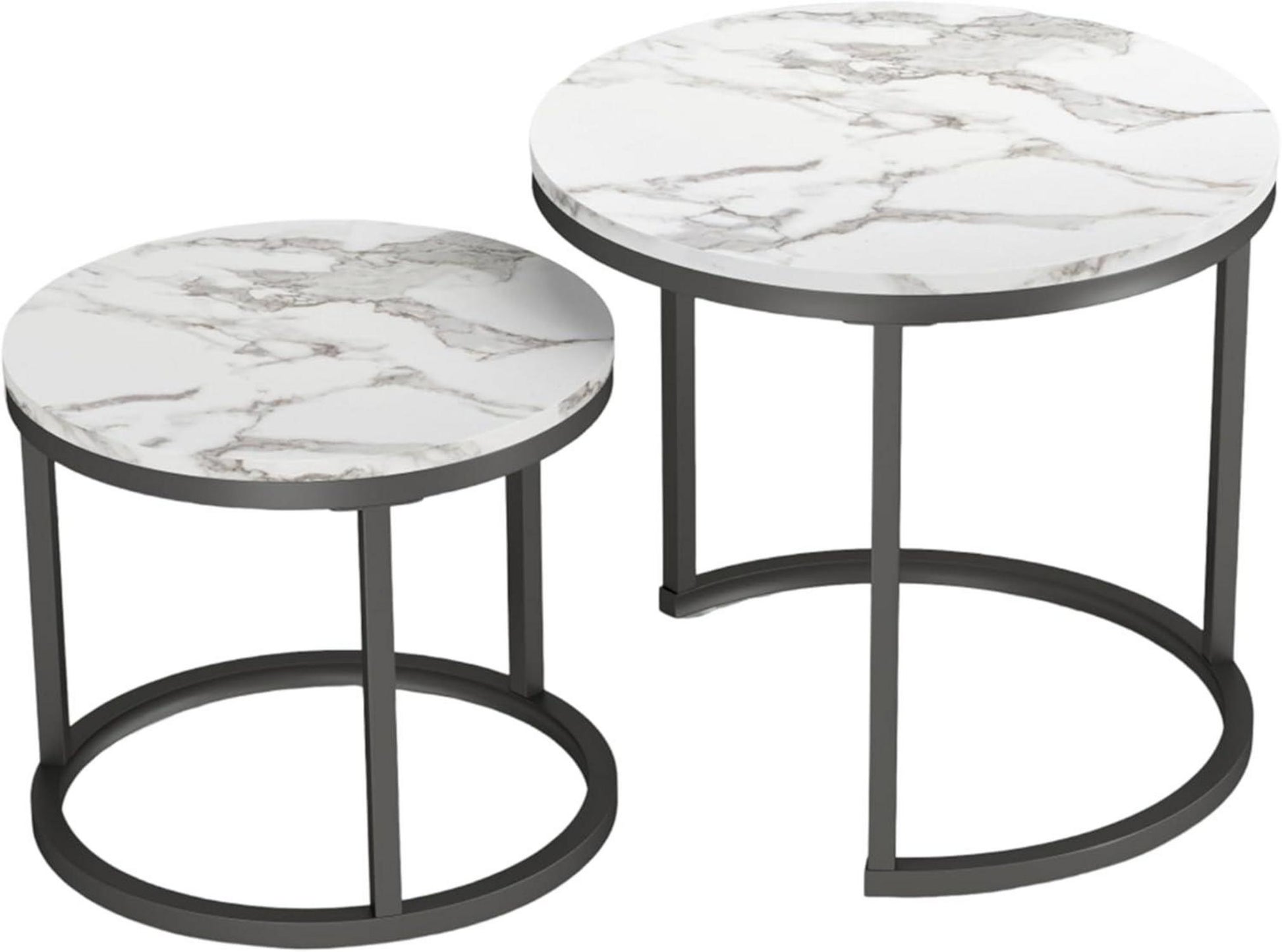 Modernes 2er Set Couchtisch Marmor Optik Rund