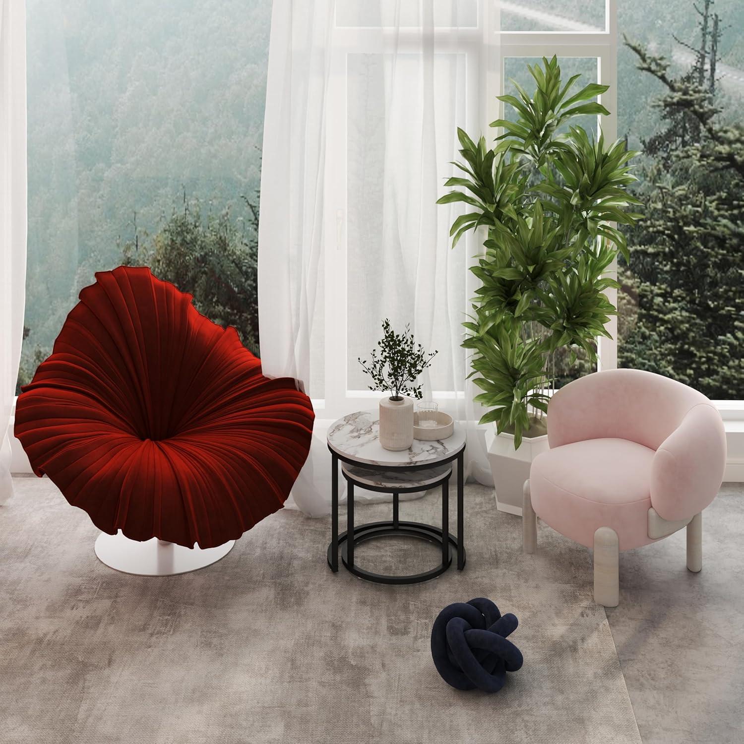 Modernes Marmor Couchtisch Set Weiß Rund - 2er Satztische