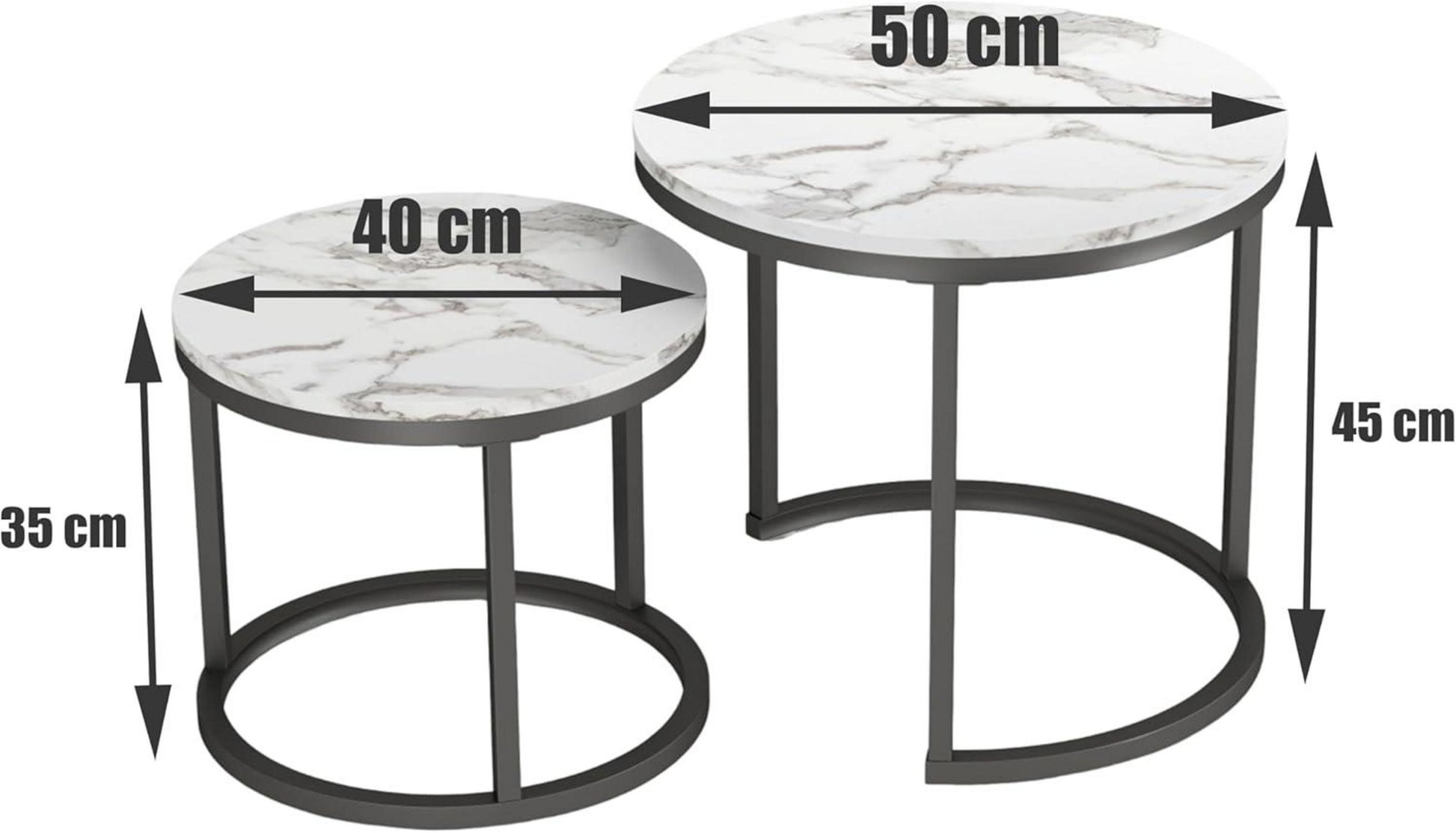 Modernes 2er Set Couchtisch Marmor Optik Rund