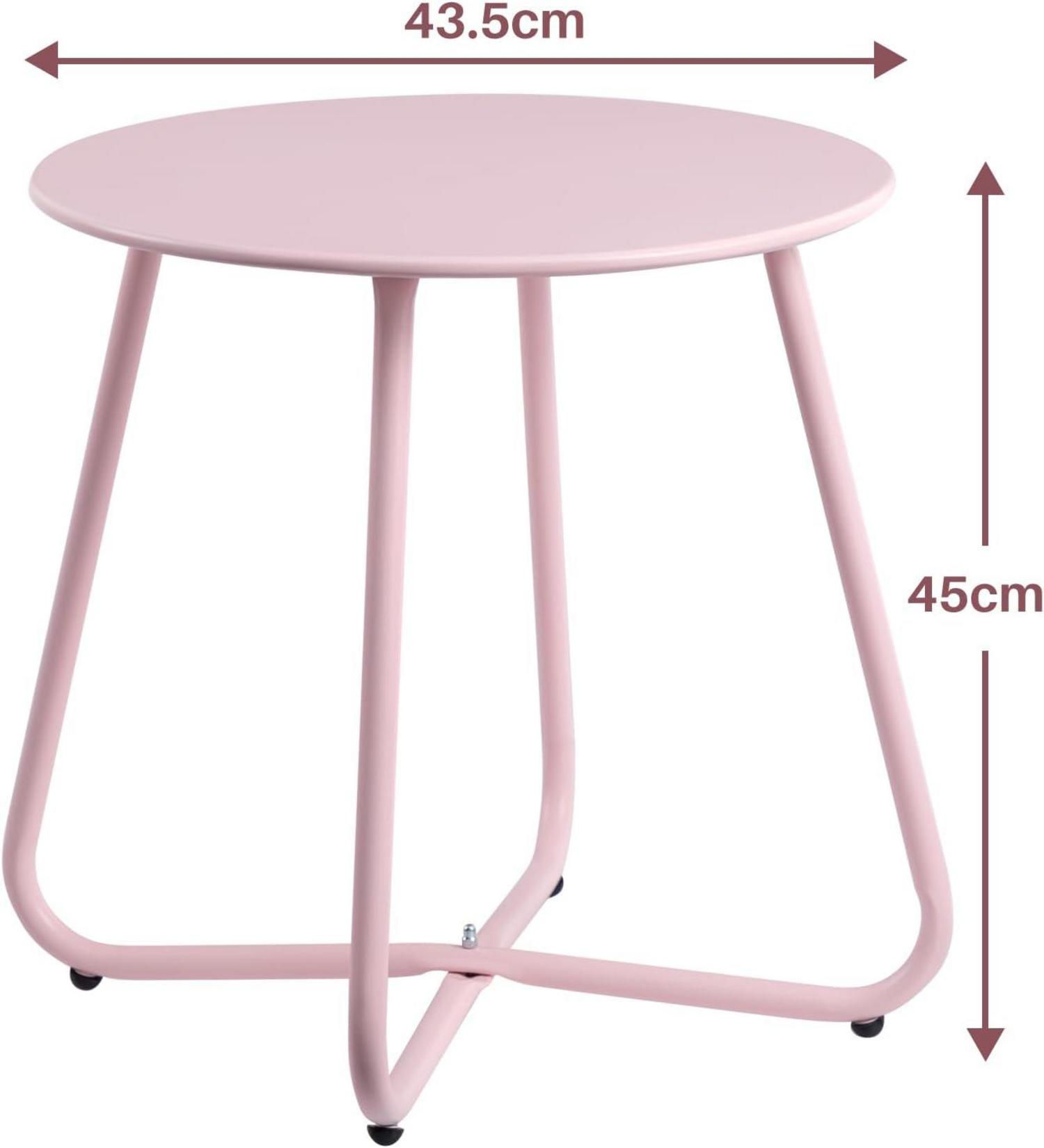 Beistelltisch Outdoor Balkontisch Runder Gartentisch Metalltisch Rosa
