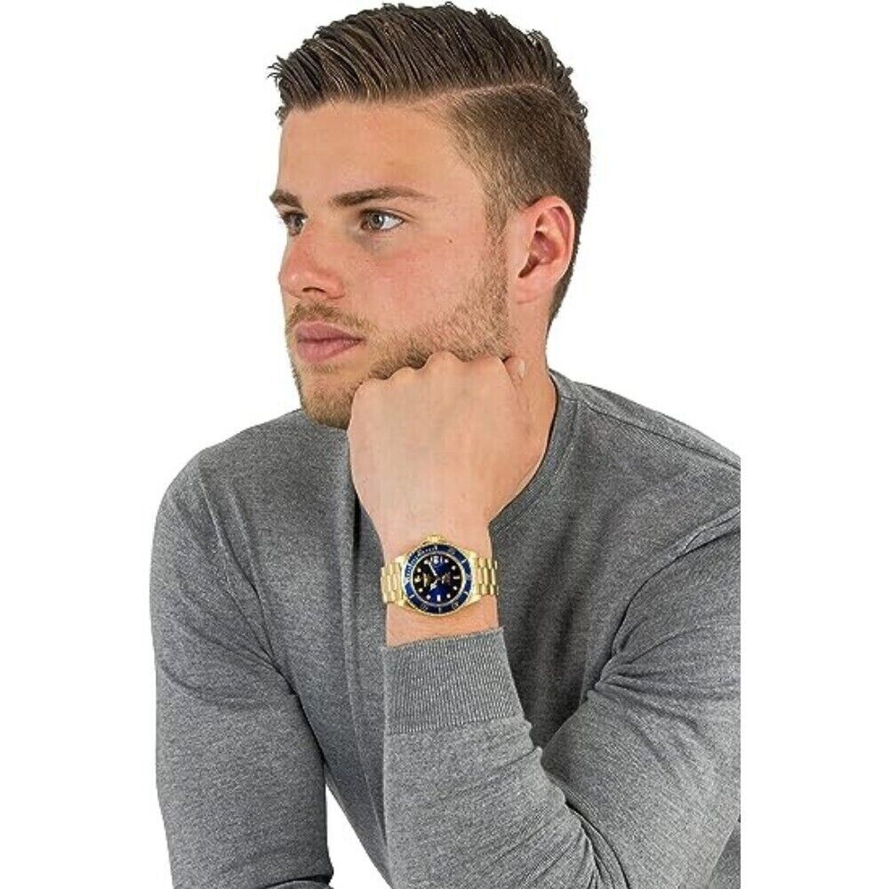 Invicta Pro Diver Herrenuhr Gold mit Blauem Zifferblatt 40mm Taucheruhr 200m