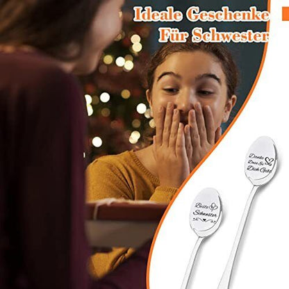 Schwester Geschenke 2 Löffel mit Gravur Geschenk für Schwester Beste Schwester
