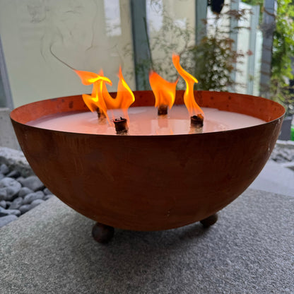 Schwabenfire XXL Outdoorkerze mit Dauerdocht in Edelrost Metallschale kerzendeko