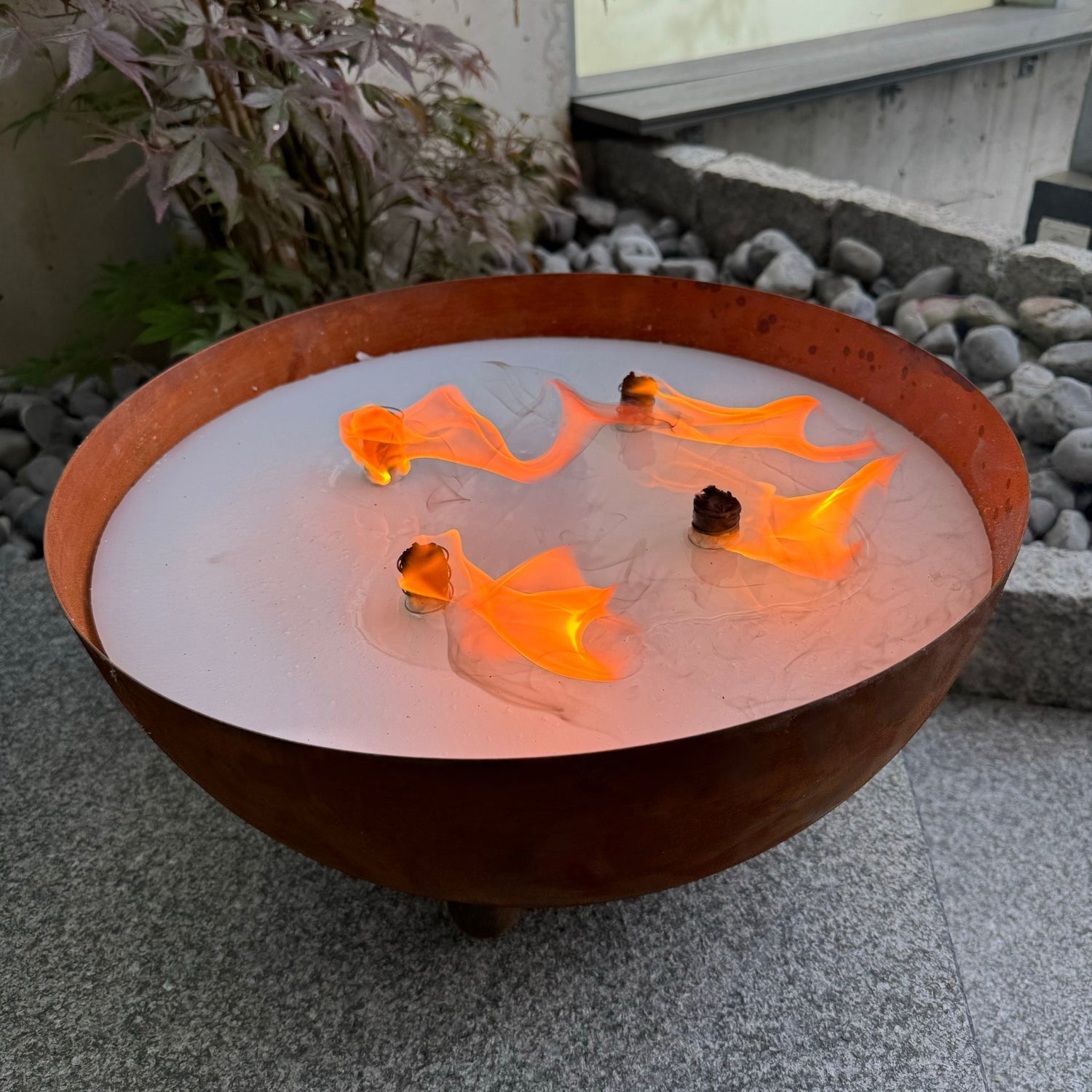 Schwabenfire XXL Outdoorkerze mit Dauerdocht in Edelrost Metallschale kerzendeko