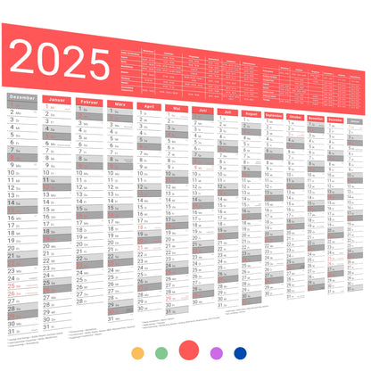 Kalender 2025 Wandkalender groß | Familienkalender | Jahreskalender 97x67 cm | Inkl. Feiertage nach Bundesländern | Wochenplaner