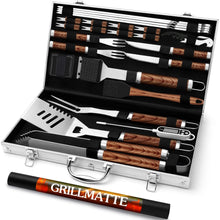 Grill Zubehörset Grillbesteck mit fleischthermometer 26 tlg Geschenke für Männer