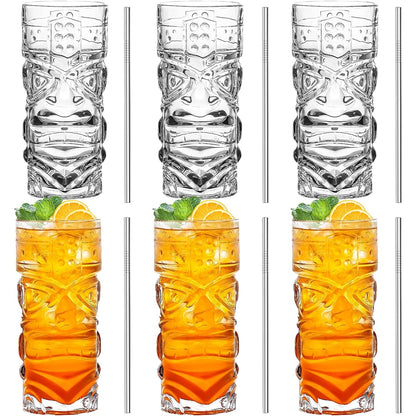 Tiki Longdrinkgläser 6er Set 400ml Lustige Cocktailgläser