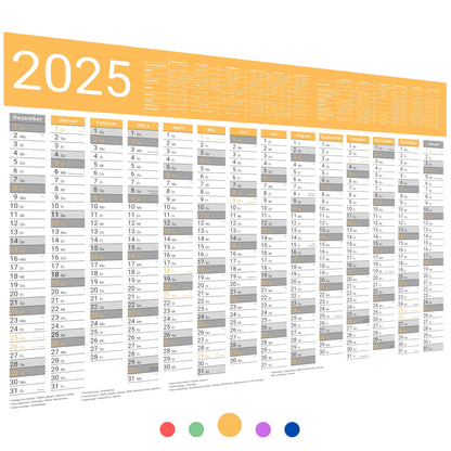 Kalender 2025 Wandkalender groß | Familienkalender | Jahreskalender 97x67 cm | Inkl. Feiertage nach Bundesländern | Wochenplaner