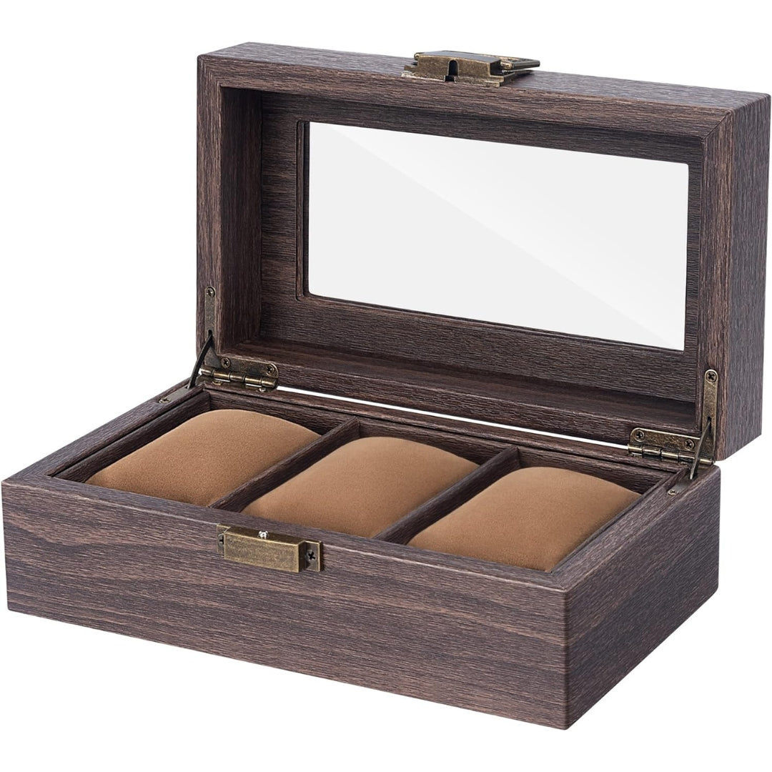 Uhrenbox PU Leder Holzmuster Luxuriöse Aufbewahrung Watch Box