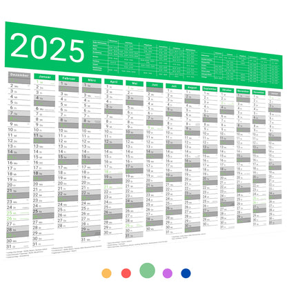 Kalender 2025 Wandkalender groß | Familienkalender | Jahreskalender 97x67 cm | Inkl. Feiertage nach Bundesländern | Wochenplaner
