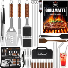 Grill Zubehörset Grillbesteck mit fleischthermometer 30 teilig Camping Zuebehör