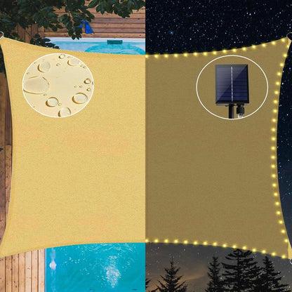 Premium Sonnensegel Wasserdicht 3x4m mit Solar Lichterkette