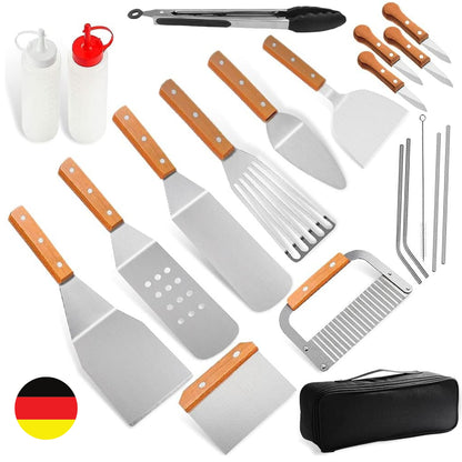 8-TLG Profi Grillbesteck Set Grillwender mit Tragetasche