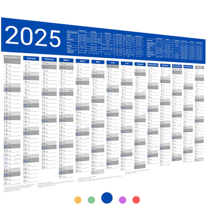 Kalender 2025 Wandkalender groß | Familienkalender | Jahreskalender 97x67 cm | Inkl. Feiertage nach Bundesländern | Wochenplaner