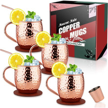 4er Kupferbecher Moscow Mule Cocktailset Handgemacht mit Zubehör