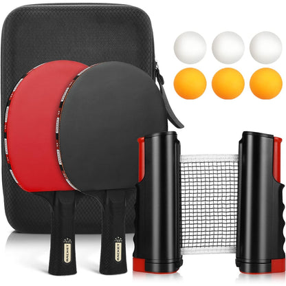 Tischtennisschläger Set mit Tischtennisnetz 2 Schläger