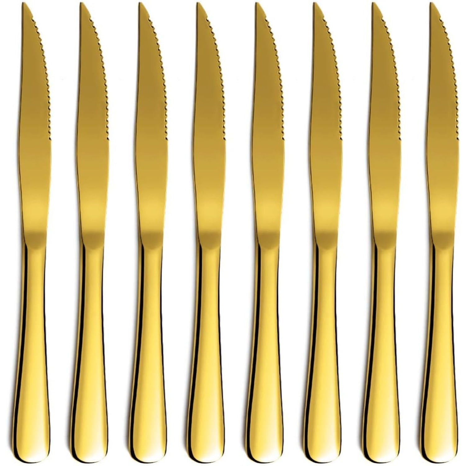 Goldenes Steakmesser Set 8 Stück Edelstahl Spülmaschinenfest