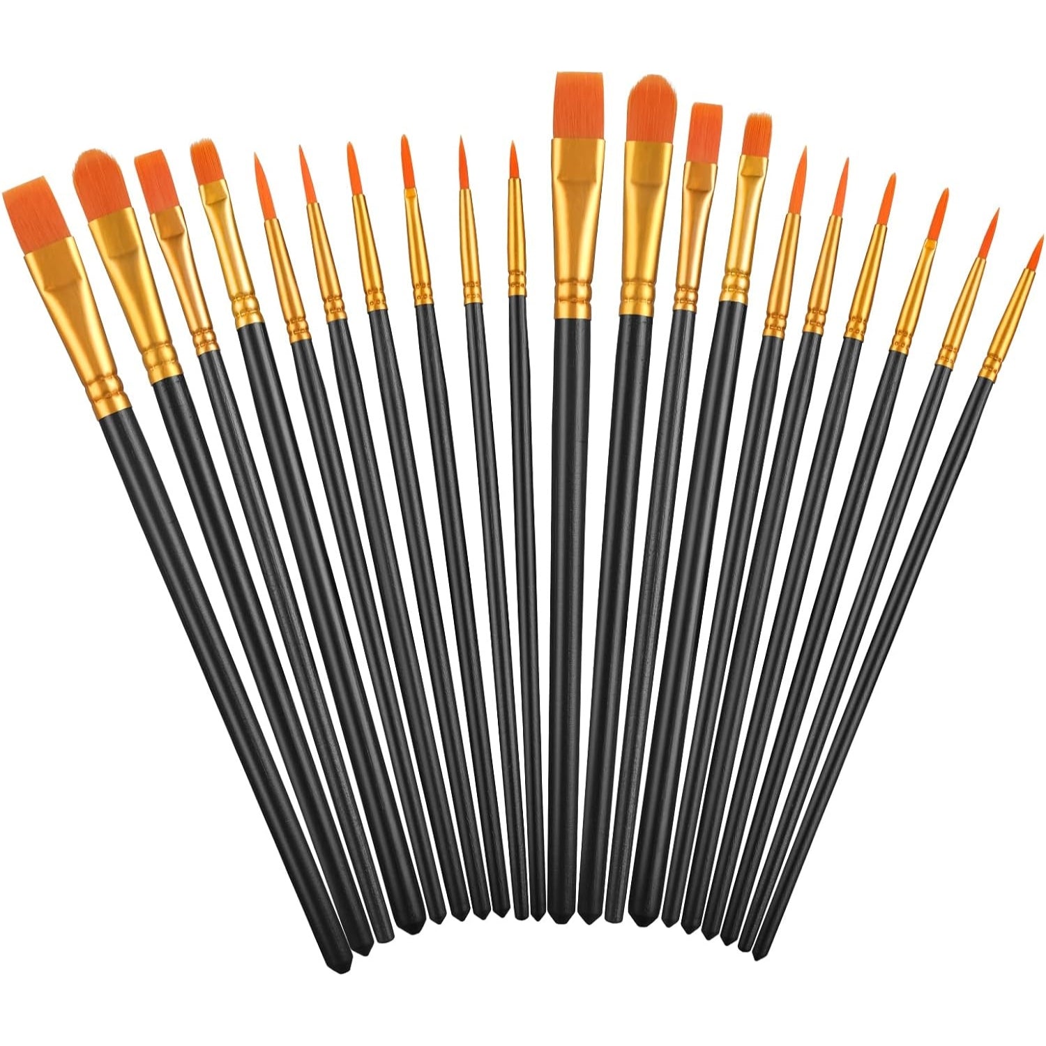 Acryl Pinsel Set 20 Stück 10 Verschiedene Größen Aquarell Stift Modelbau Schwarz