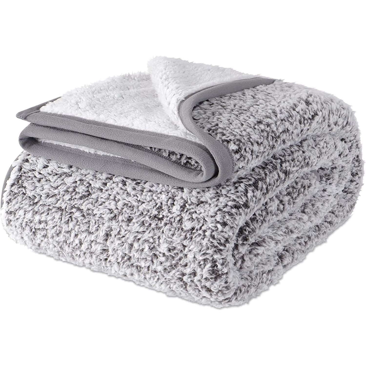 Sherpa Kuscheldecke Flauschig Sofadecke Weich Grau 130x150cm