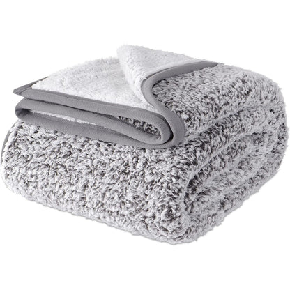 Sherpa Kuscheldecke Flauschig Sofadecke Weich Grau 130x150cm