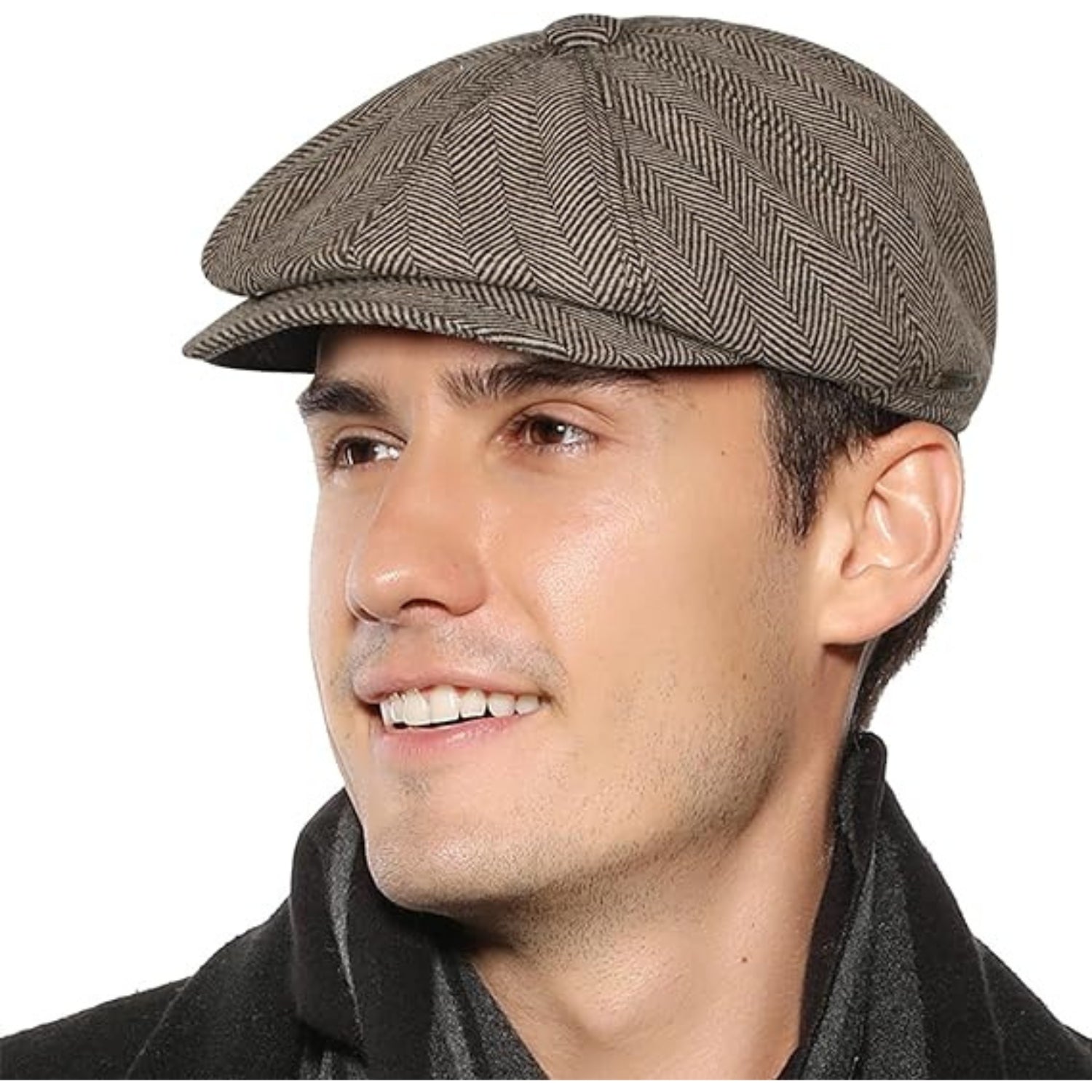 Schiebermütze Herren Sommer Braun Verstellbar Hut Tweed