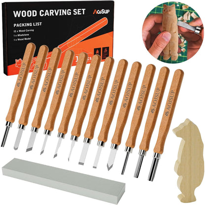 14 tlg Holz-Schnitzwerkzeug Set Schnitzset 12 Schnitzmesser