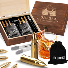 XL Whiskey Set whisky geschenkset Goldene Patronen Whiskey Glas 6 Whiskysteine